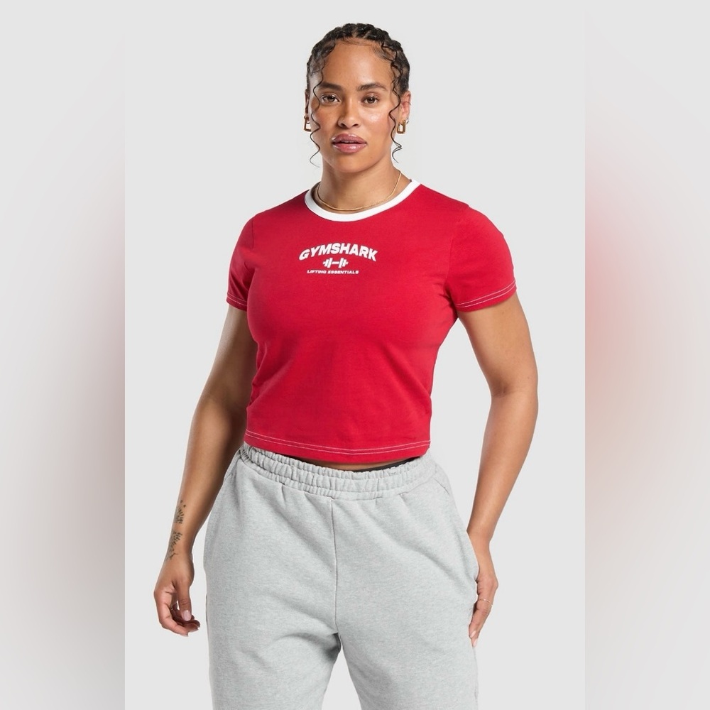 GYMSHARK Women’s XL Team GS Baby Tee Carmine Red- NWT